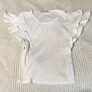 White ruffle top